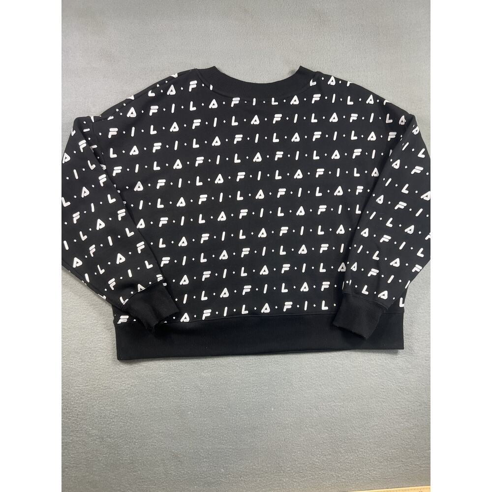 Fila Women's 2XL Black Cropped Sweatshirt with Logo Print Streetwear - Picture 2 of 7